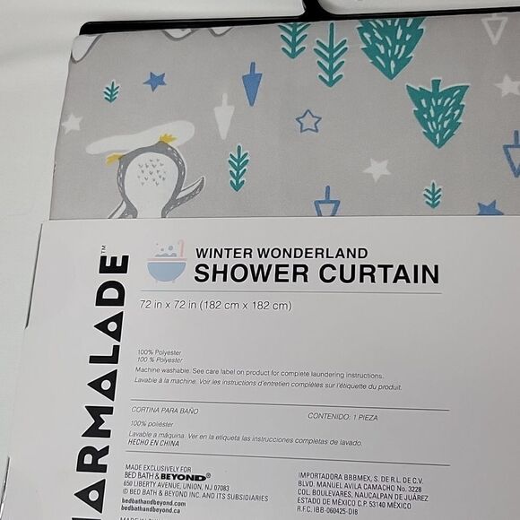 NEW WINTER WONDERLAND shower curtain owl bear penguin kids bathroom GRAY 72" NWT - Picture 3 of 3